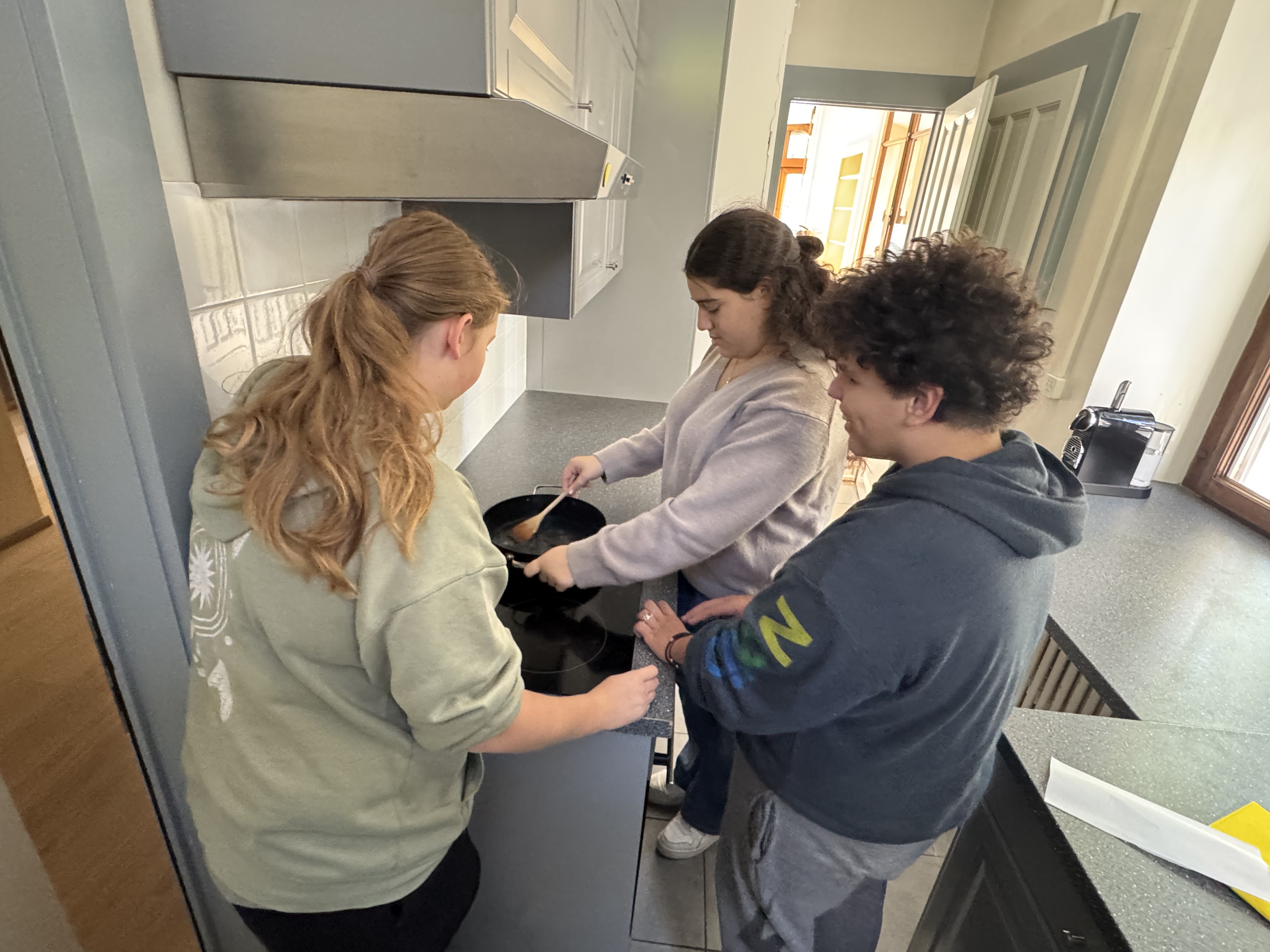 Students cooking together
